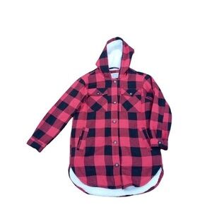 Buffalo Plaid Red and Black Fleece-lined Hooded Jacket